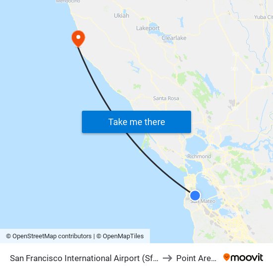 San Francisco International Airport (Sfo) to Point Arena map