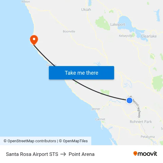 Santa Rosa Airport STS to Point Arena map