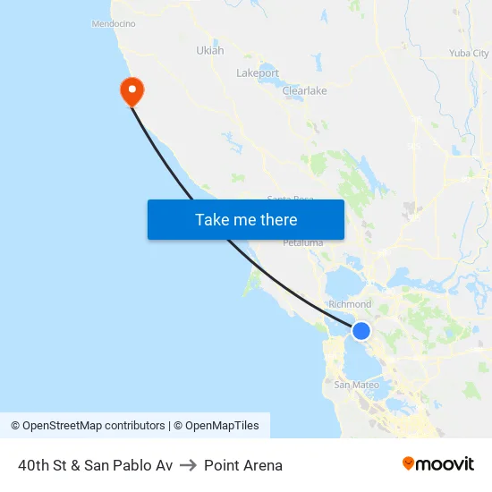 40th St & San Pablo Av to Point Arena map