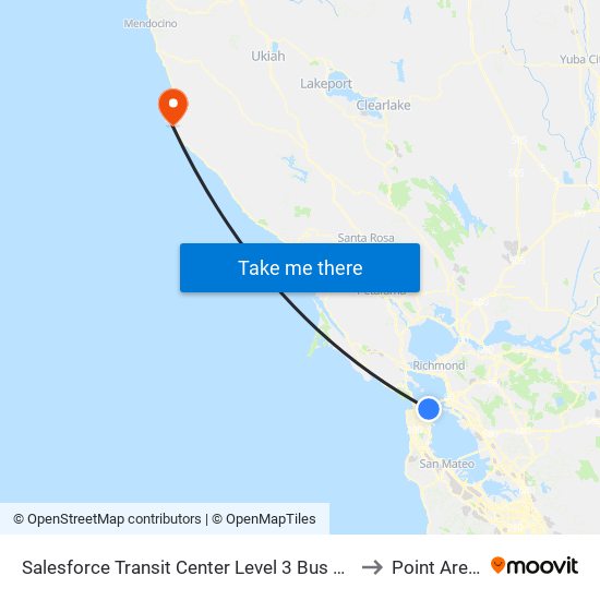 Salesforce Transit Center Level 3 Bus Deck to Point Arena map