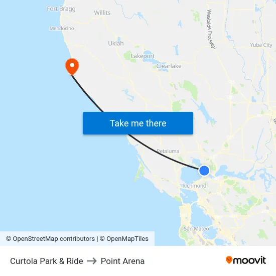 Curtola Park & Ride to Point Arena map