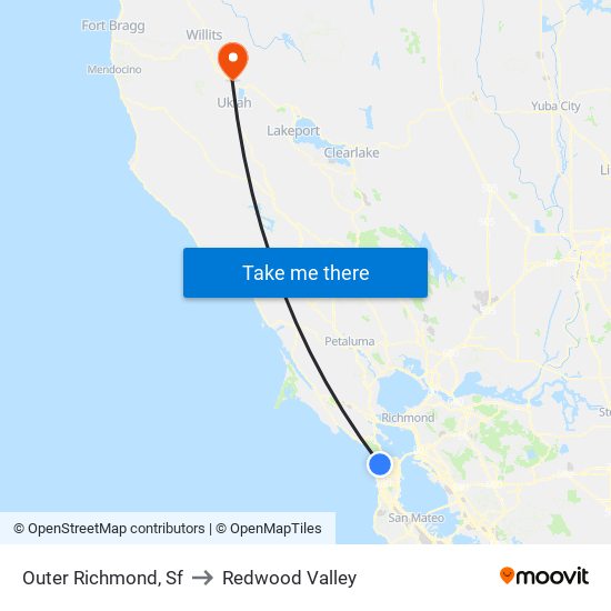 Outer Richmond, Sf to Redwood Valley map