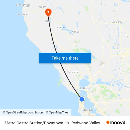 Metro Castro Station/Downtown to Redwood Valley map