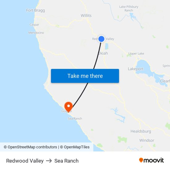 Redwood Valley to Redwood Valley map
