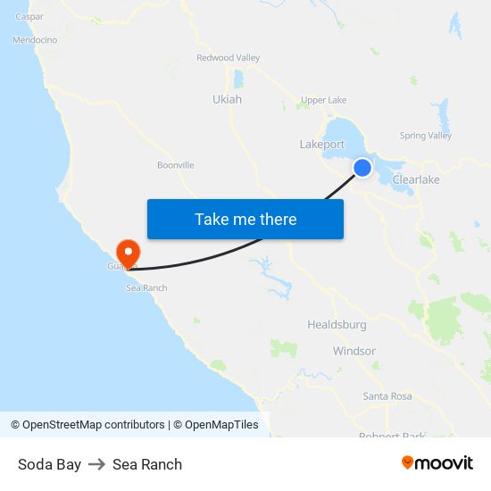 Soda Bay to Sea Ranch map