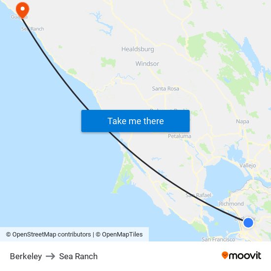 Berkeley to Sea Ranch map
