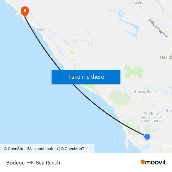 Bodega to Sea Ranch map