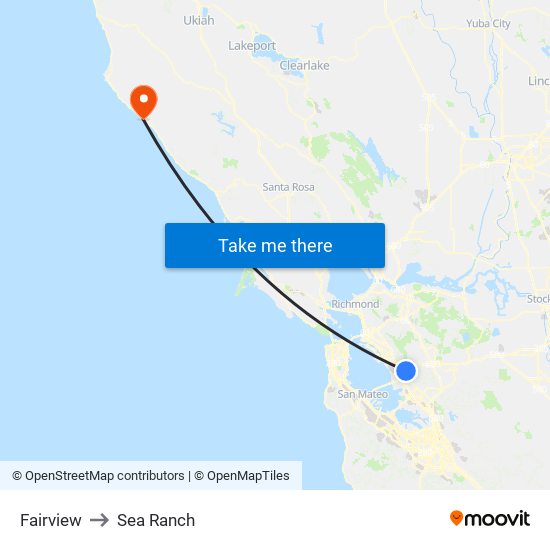 Fairview to Sea Ranch map