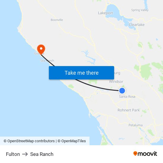 Fulton to Sea Ranch map