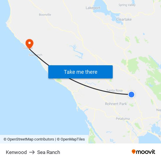 Kenwood to Sea Ranch map