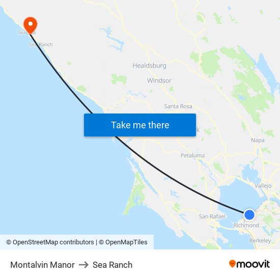 Montalvin Manor to Sea Ranch map