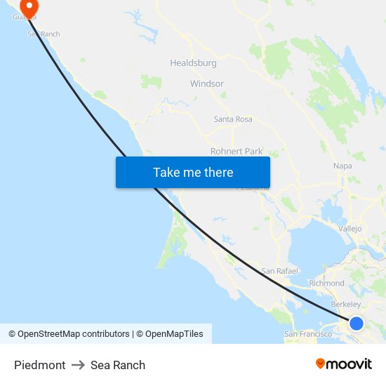 Piedmont to Sea Ranch map