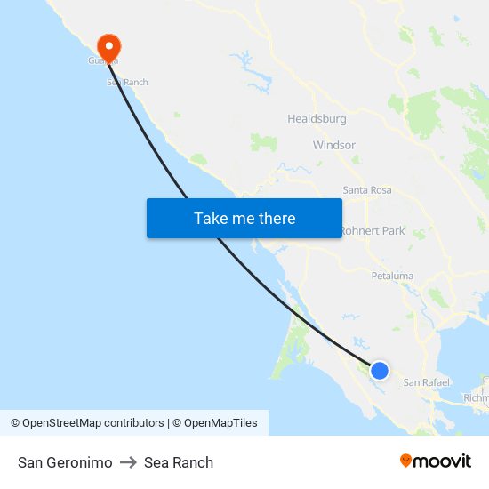 San Geronimo to Sea Ranch map