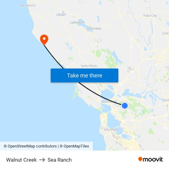 Walnut Creek to Sea Ranch map