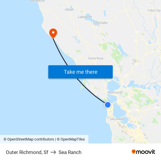 Outer Richmond, Sf to Sea Ranch map