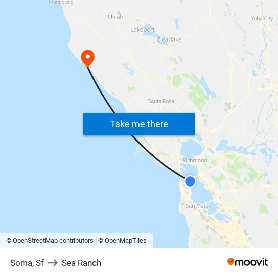 Soma, Sf to Sea Ranch map