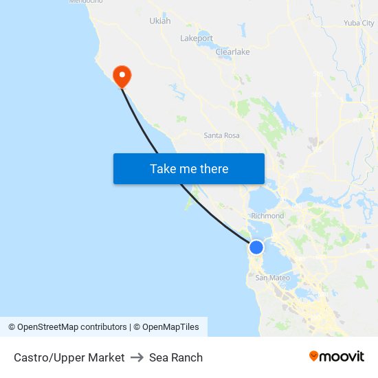 Castro/Upper Market to Sea Ranch map