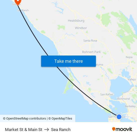 Market St & Main St to Sea Ranch map