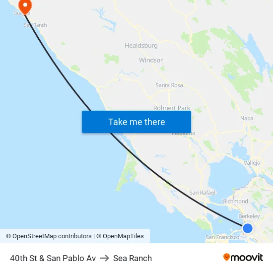 40th St & San Pablo Av to Sea Ranch map