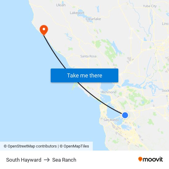 South Hayward to Sea Ranch map