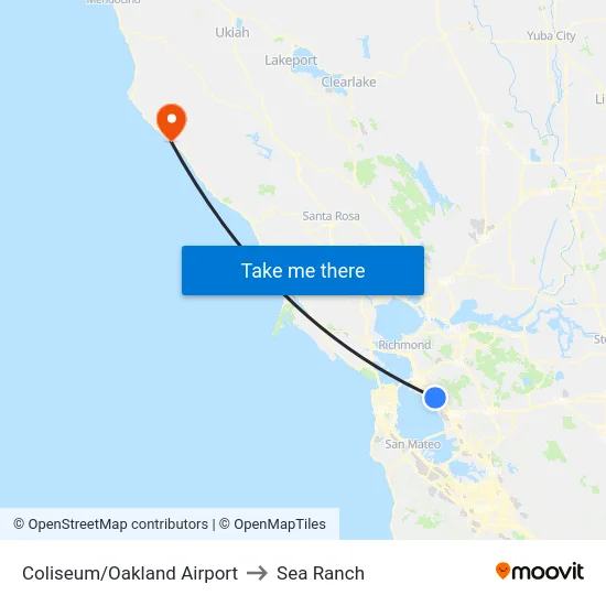 Coliseum/Oakland Airport to Sea Ranch map