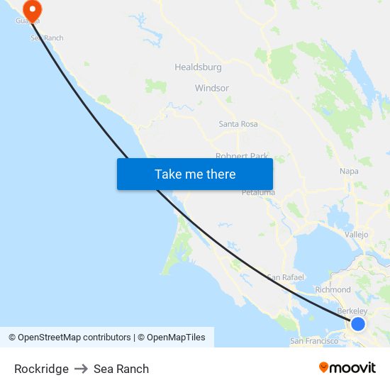Rockridge to Sea Ranch map
