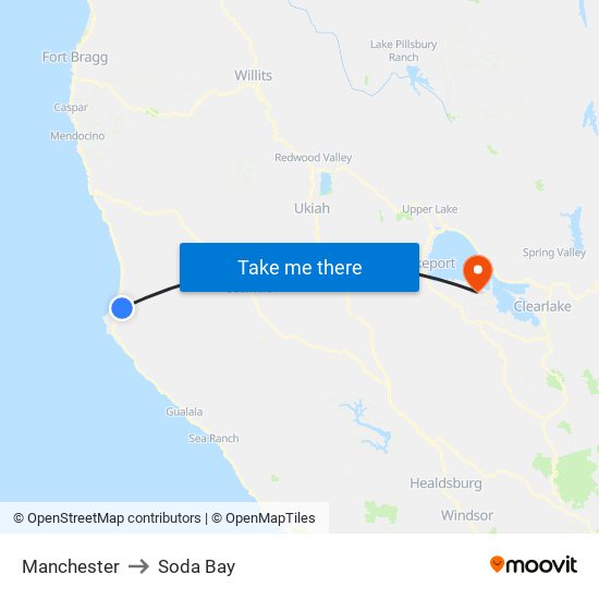 Manchester to Soda Bay map