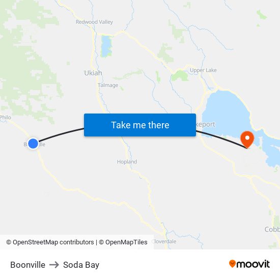 Boonville to Soda Bay map