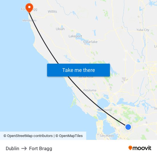 Dublin to Fort Bragg map