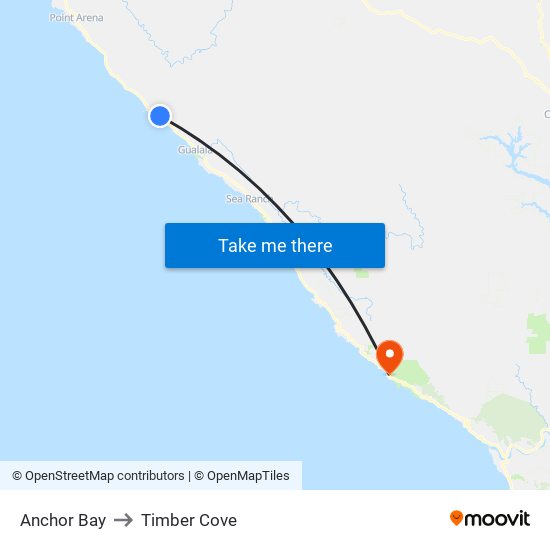 Anchor Bay to Timber Cove map