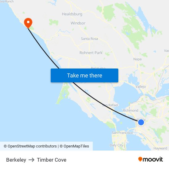 Berkeley to Timber Cove map