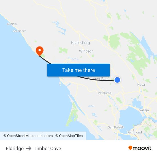 Eldridge to Timber Cove map