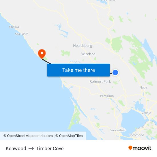 Kenwood to Timber Cove map