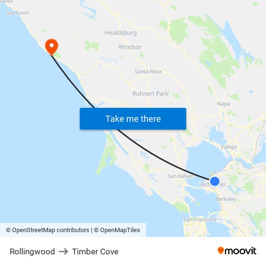 Rollingwood to Timber Cove map