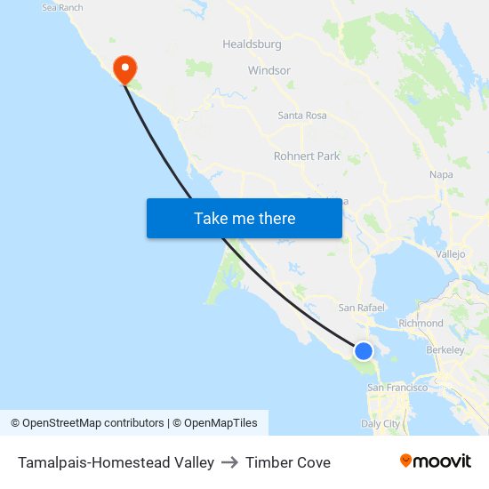 Tamalpais-Homestead Valley to Timber Cove map