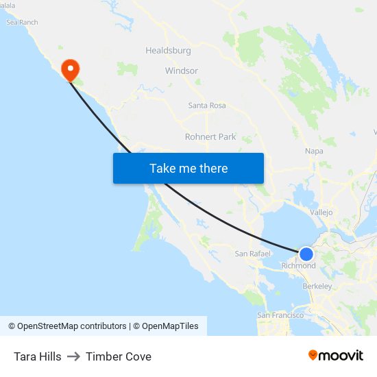 Tara Hills to Timber Cove map