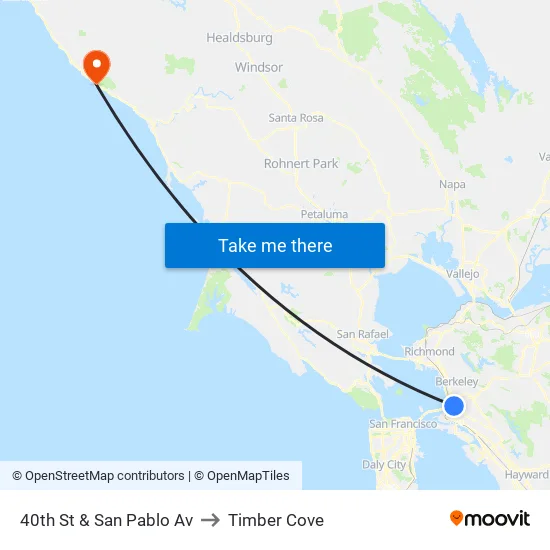 40th St & San Pablo Av to Timber Cove map