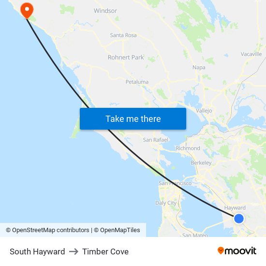 South Hayward to Timber Cove map