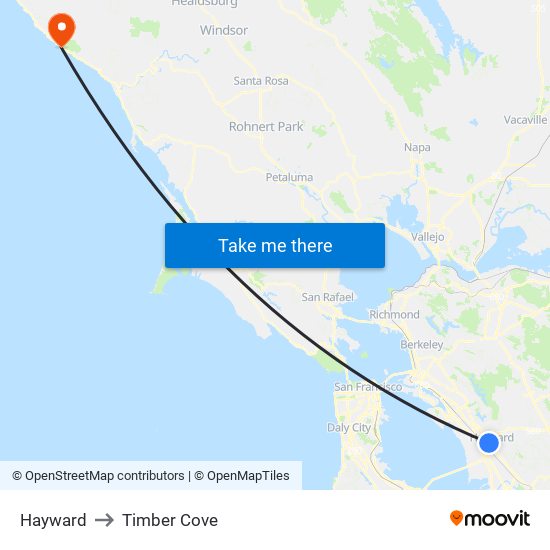 Hayward to Timber Cove map
