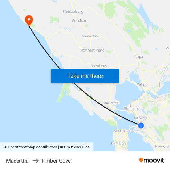 Macarthur to Timber Cove map