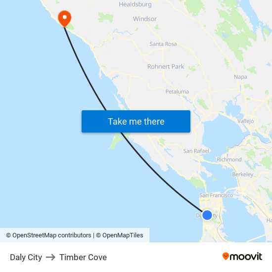 Daly City to Timber Cove map