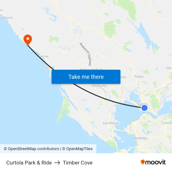 Curtola Park & Ride to Timber Cove map