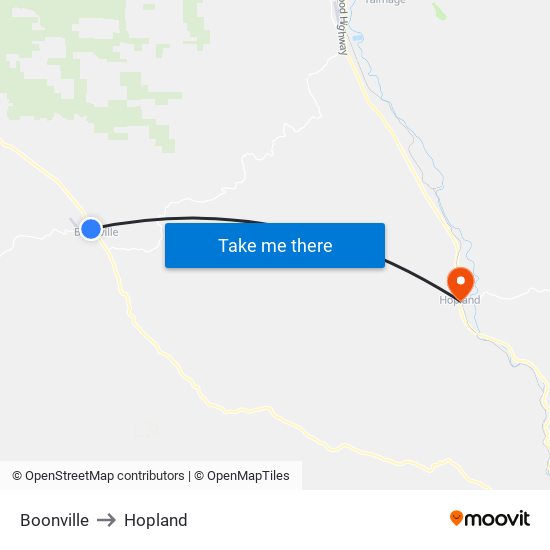 Boonville to Hopland map