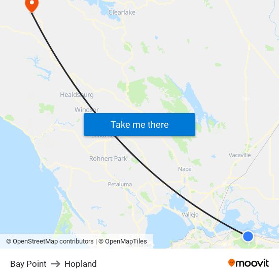 Bay Point to Hopland map