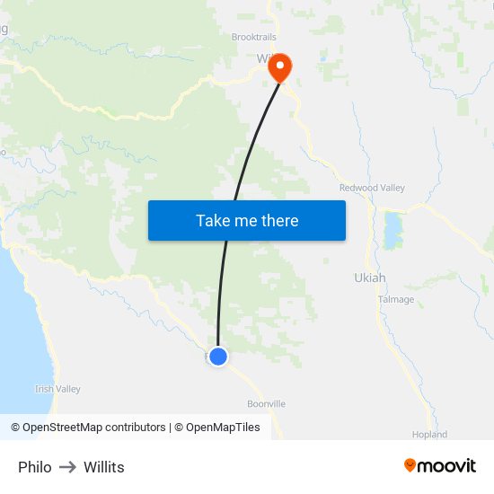 Philo to Willits map