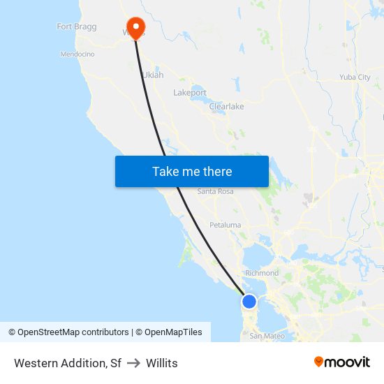 Western Addition, Sf to Willits map