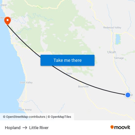 Hopland to Little River map