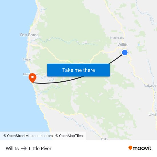 Willits to Little River map