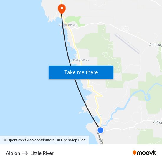 Albion to Little River map
