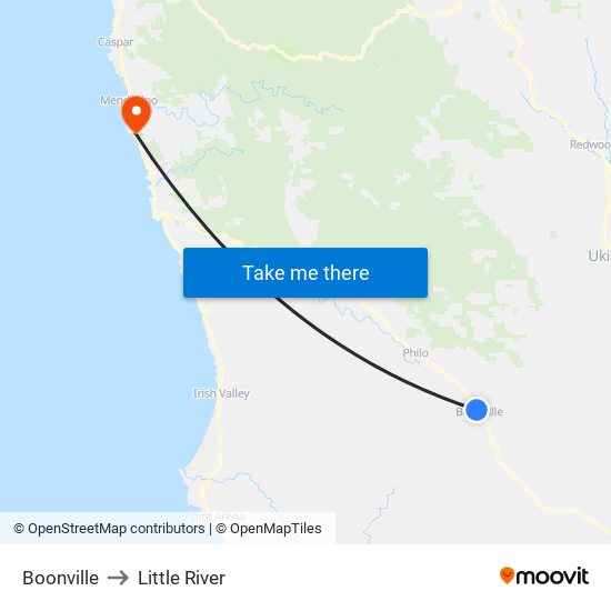 Boonville to Little River map